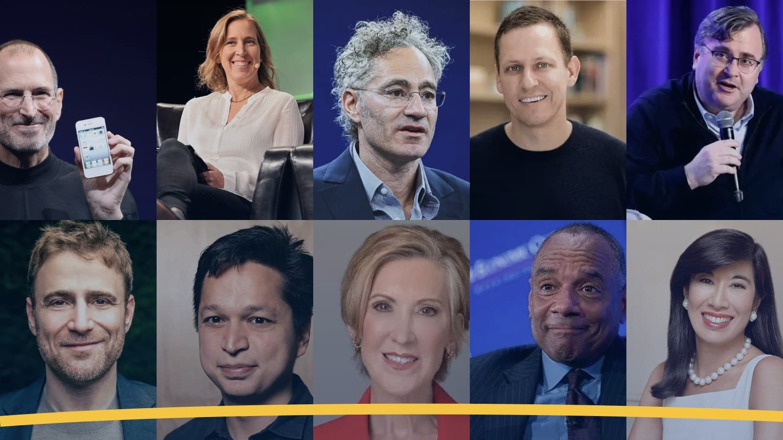 A collage of ten founders and executives featured in the article